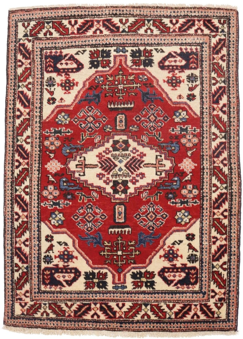 Hand-Knotted Wool Tribal Area Rug 2'5 x 3'5 Vintage Geometric Design (1 of 15)