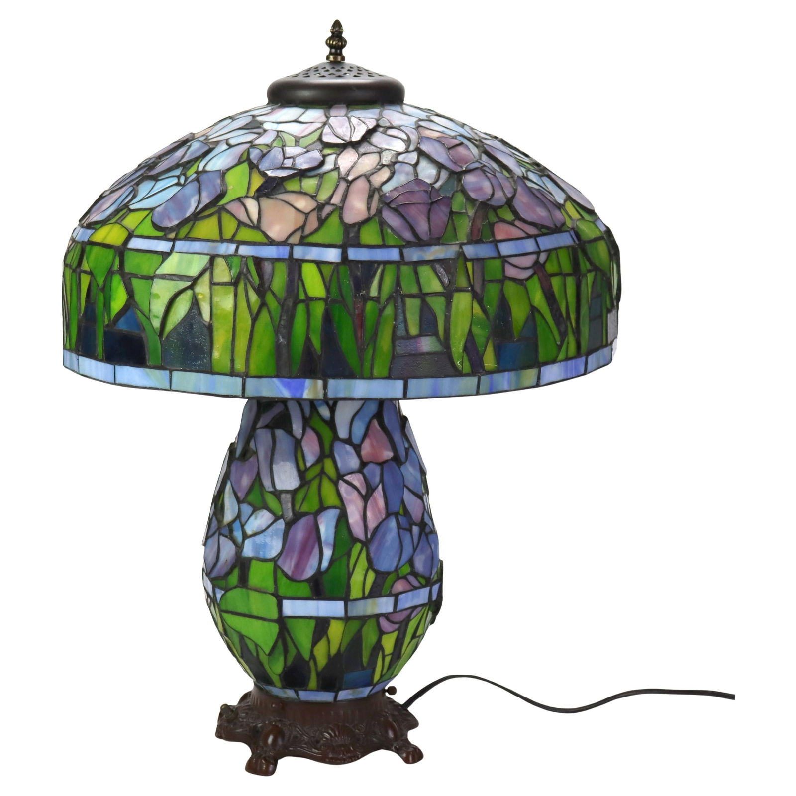 Arts and Crafts Stained Glass Table Lamp 20th Century Floral Design (1 of 10)