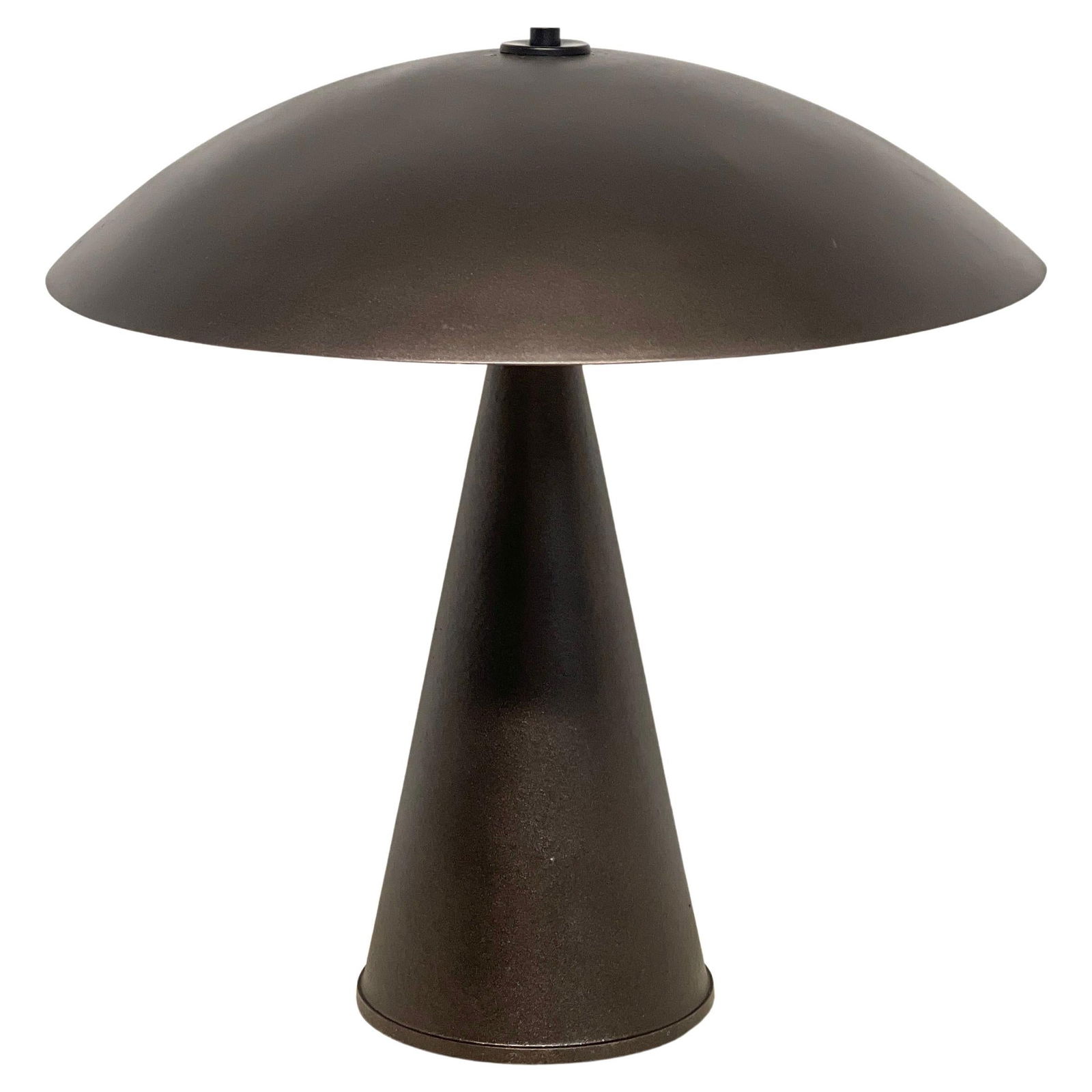 French 1980s Post Modern Bronzed Mushroom Lamp with Enameled Shade (1 of 11)