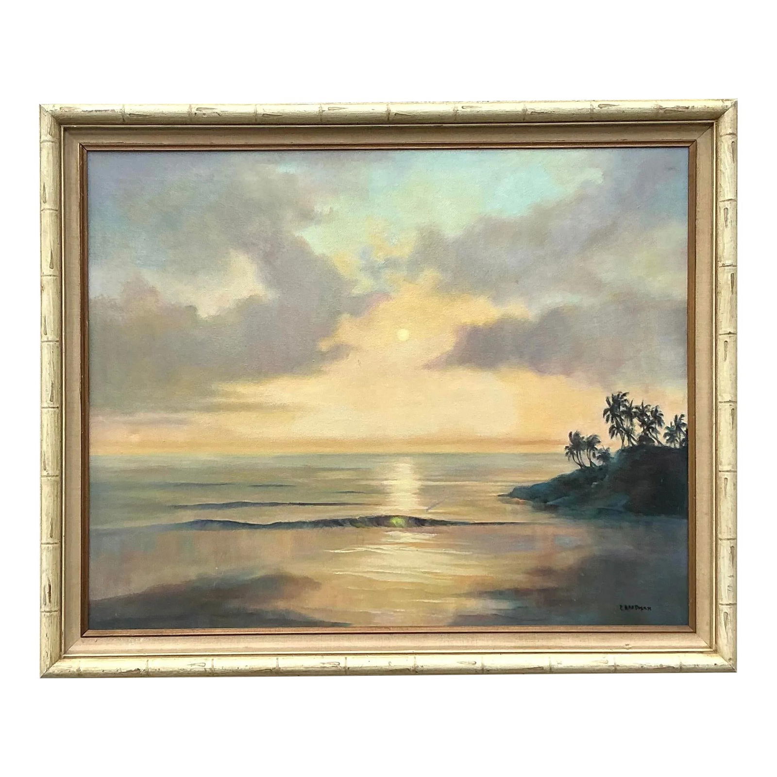 Vintage Boho Landscape Oil Painting on Textured Canvas 34 x 28 (1 of 7)