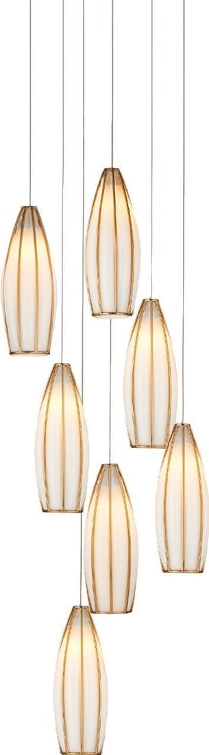 Currey Parish 7-Light Multi-Drop Pendant Brass Finish: Currey Parish 7-Light Multi-Drop Pendant Brass Finish Elevate your sophisticated spaces with the Parish Multi-Drop Pendant, designed in a stylish antique or vintage style. This exquisite lighting fixt