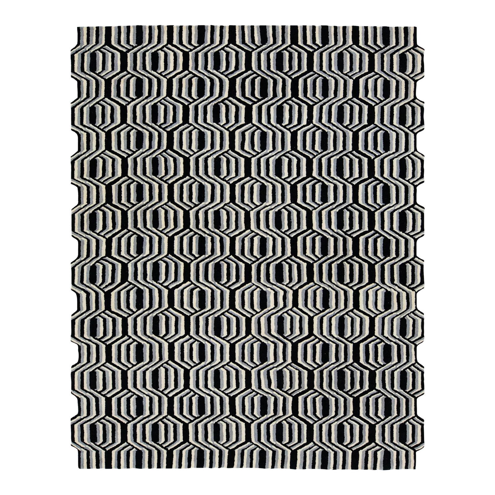 Modern Hand-Tufted Wool Rug with Graphic Pattern (1 of 10)