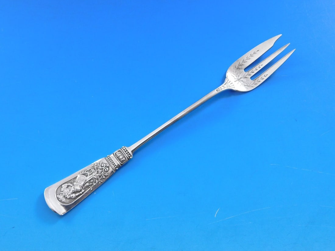 Gorham Fontainebleau Sterling Silver Cocktail Fork 6 Inch Brite-Cut Tines (1 of 5)