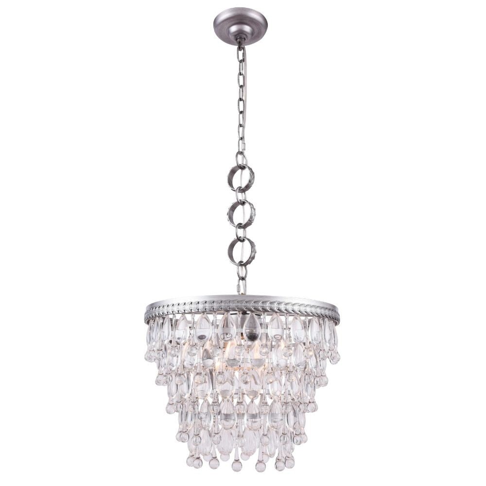 Living District Nordic 4-Light Antique Silver Crystal Pendant Chandelier (1 of 2)