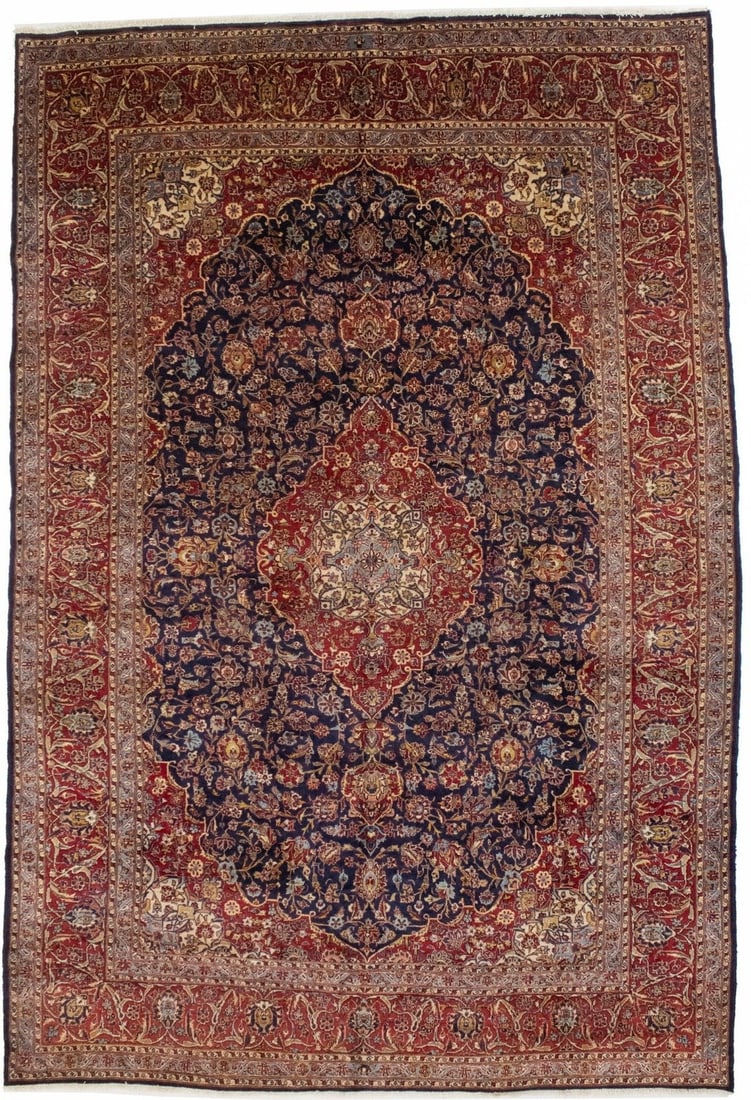 Vintage Handmade Wool Area Rug 14'8"x9'10" Floral Design (1 of 15)