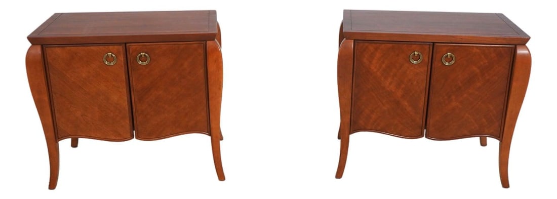 Pair of Cherry Wood Italian Design Console Nightstands with Solid Brass Hardware (1 of 10)