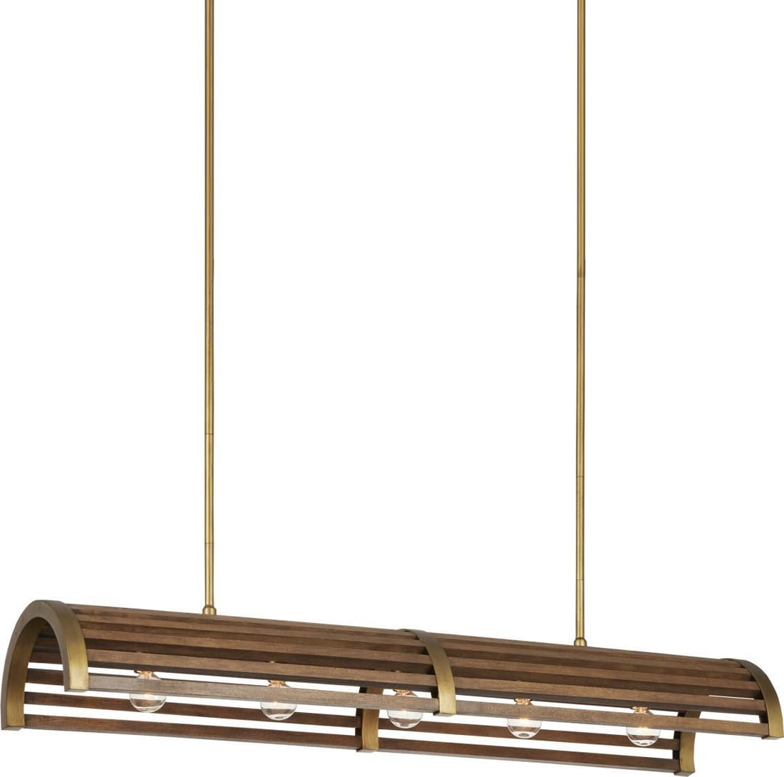 Currey Woodbine Modern Farmhouse Rectangular Chandelier Brass Finish (1 of 6)