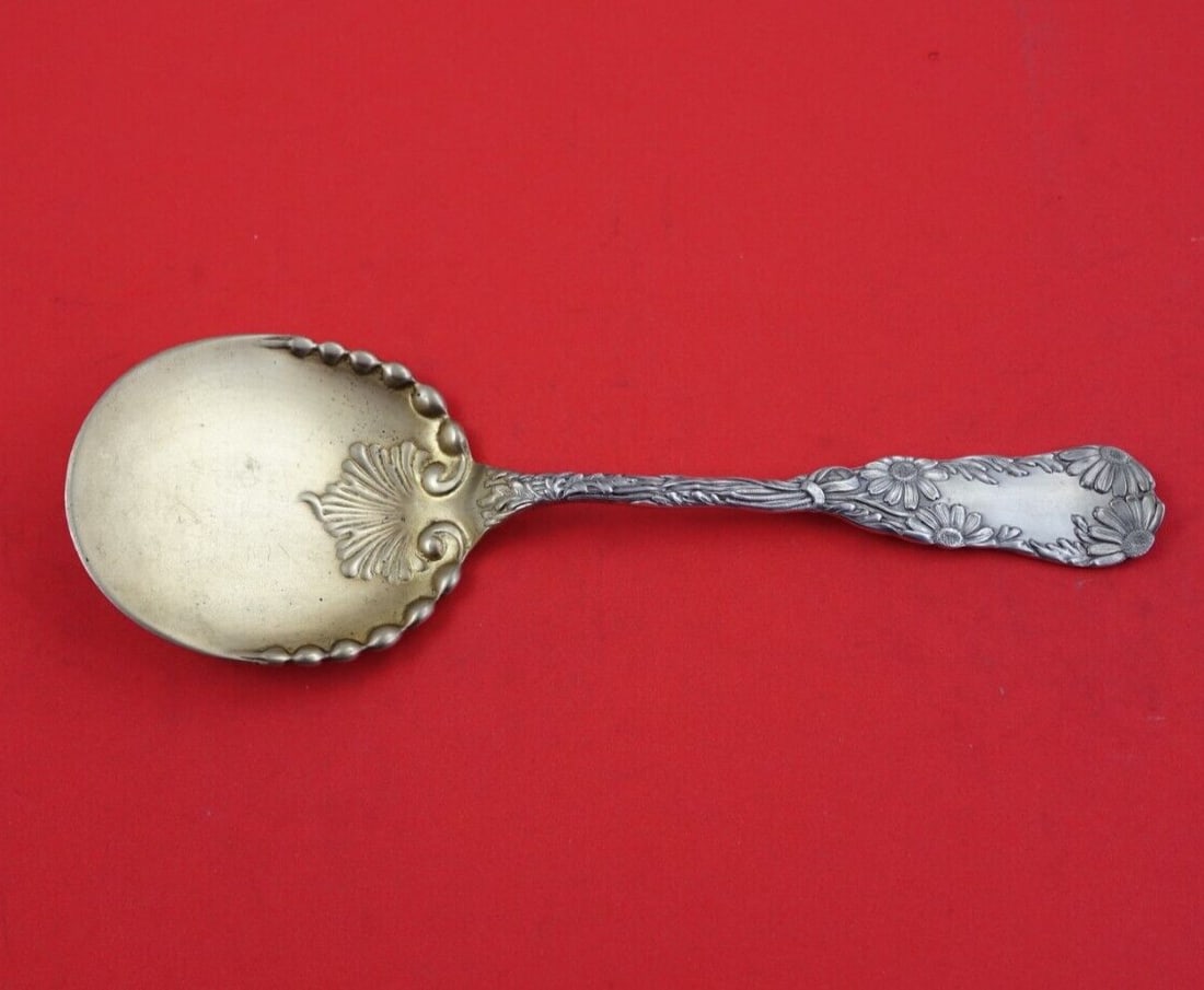 Wood and Hughes Daisy Sterling Silver Tomato Server Gold Wash 7.5" (1 of 3)