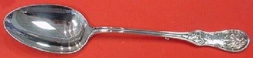 Tiffany & Co. Saratoga Sterling Silver Stuffing Spoon 12 1/4": Tiffany & Co. Saratoga Sterling Silver Stuffing Spoon 12 1/4" This exquisite stuffing spoon, crafted in the iconic Saratoga pattern by Tiffany & Co., showcases the timeless elegance of sterling silver
