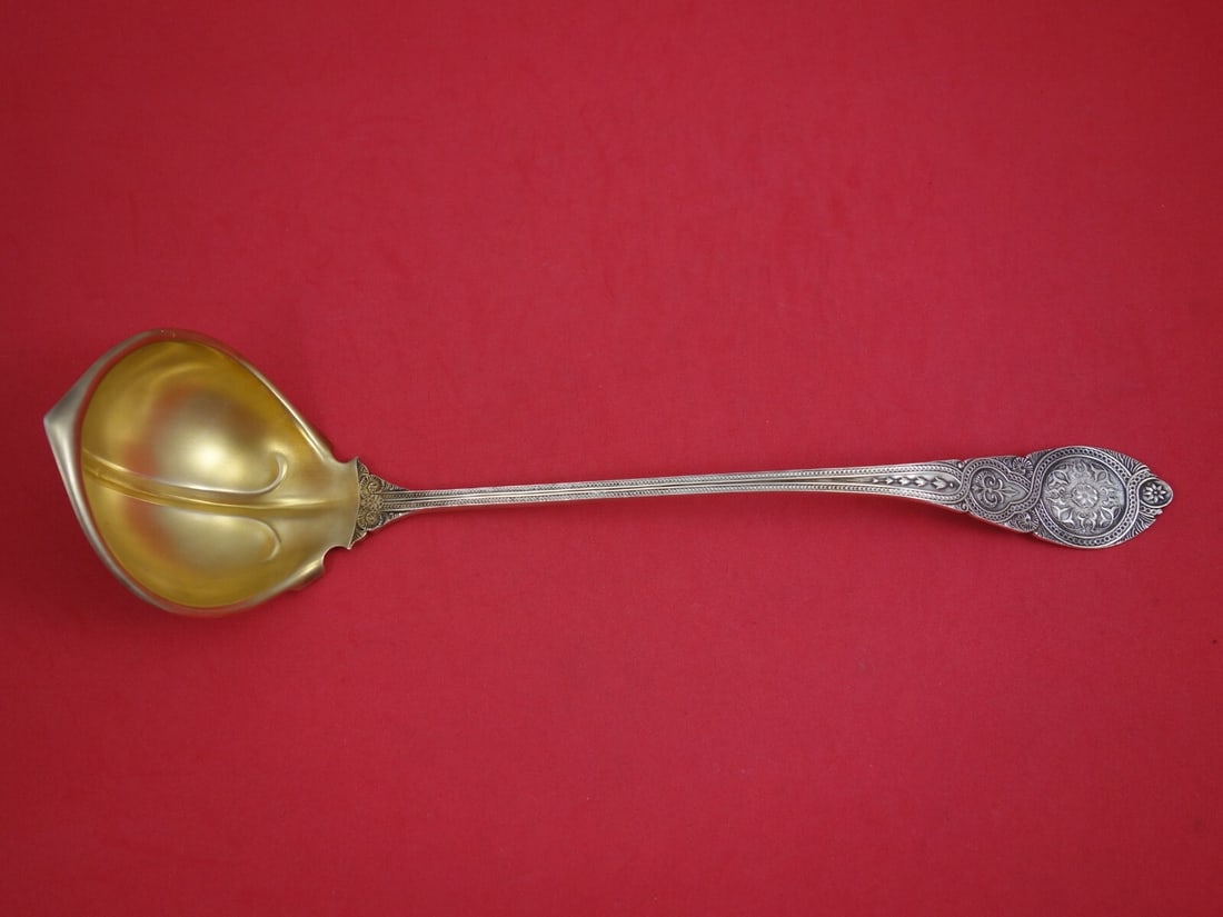 Wendt Moresque Sterling Silver Oyster Ladle 11 3/4 Inch Gold-Washed Bowl (1 of 2)