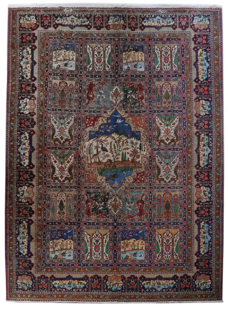 14.5 x 19.8 Multi Color Persian Signed Tabriz Rug Handmade from Premium Wool: 14.5 x 19.8 Multi Color Persian Signed Tabriz Rug Handmade from Premium Wool Free continental US Shipping Experience the exquisite artistry of the 14.5 x 19.8 Multi Color Persian Signed Tabriz Rug, me