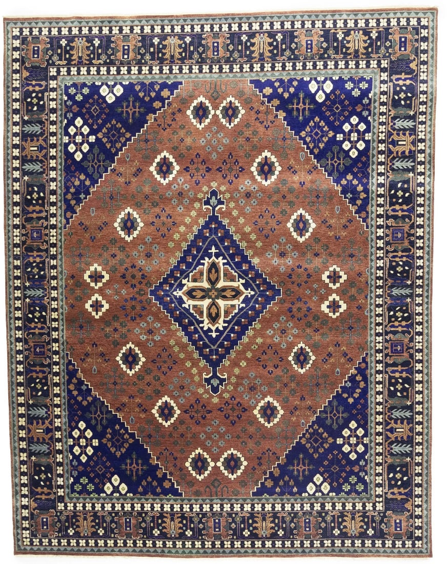 Geometric Hand-Knotted Wool Rug 11'9 x 14'11 Modern Design India (1 of 18)