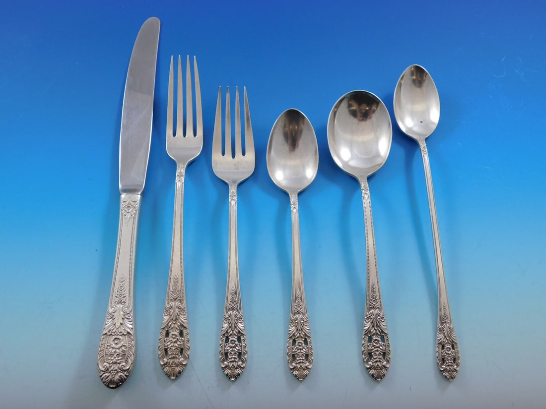 Crown Princess Sterling Silver Flatware Set 52 Pieces by International: Crown Princess Sterling Silver Flatware Set 52 Pieces by International Enhance your dining experience with the Crown Princess Sterling Silver Flatware Set, expertly crafted by International Silver. Th