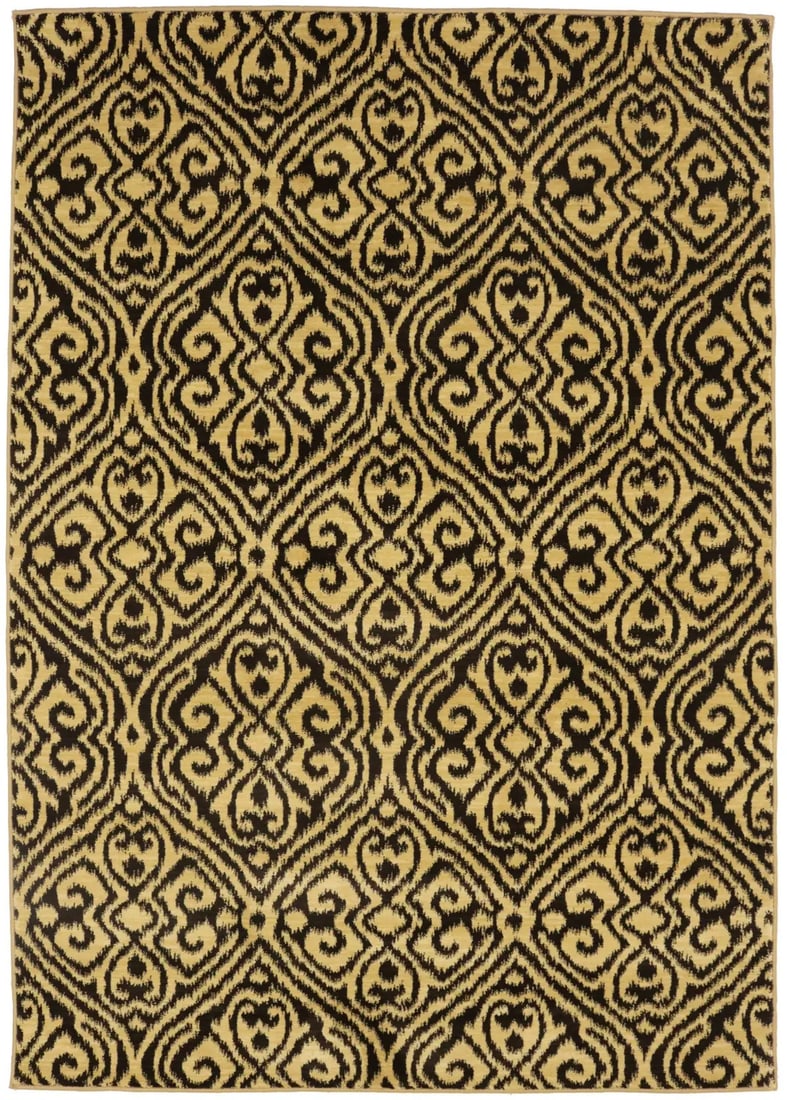 Modern Abstract Wool Rug Charcoal Gold 5'5 x 7'9 Machine-Made (1 of 15)