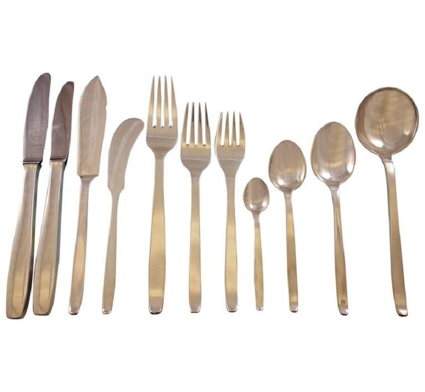 Evald Nielsen Funkis Pattern 29 Danish Sterling Silver Flatware Set 140 Pieces (1 of 12)