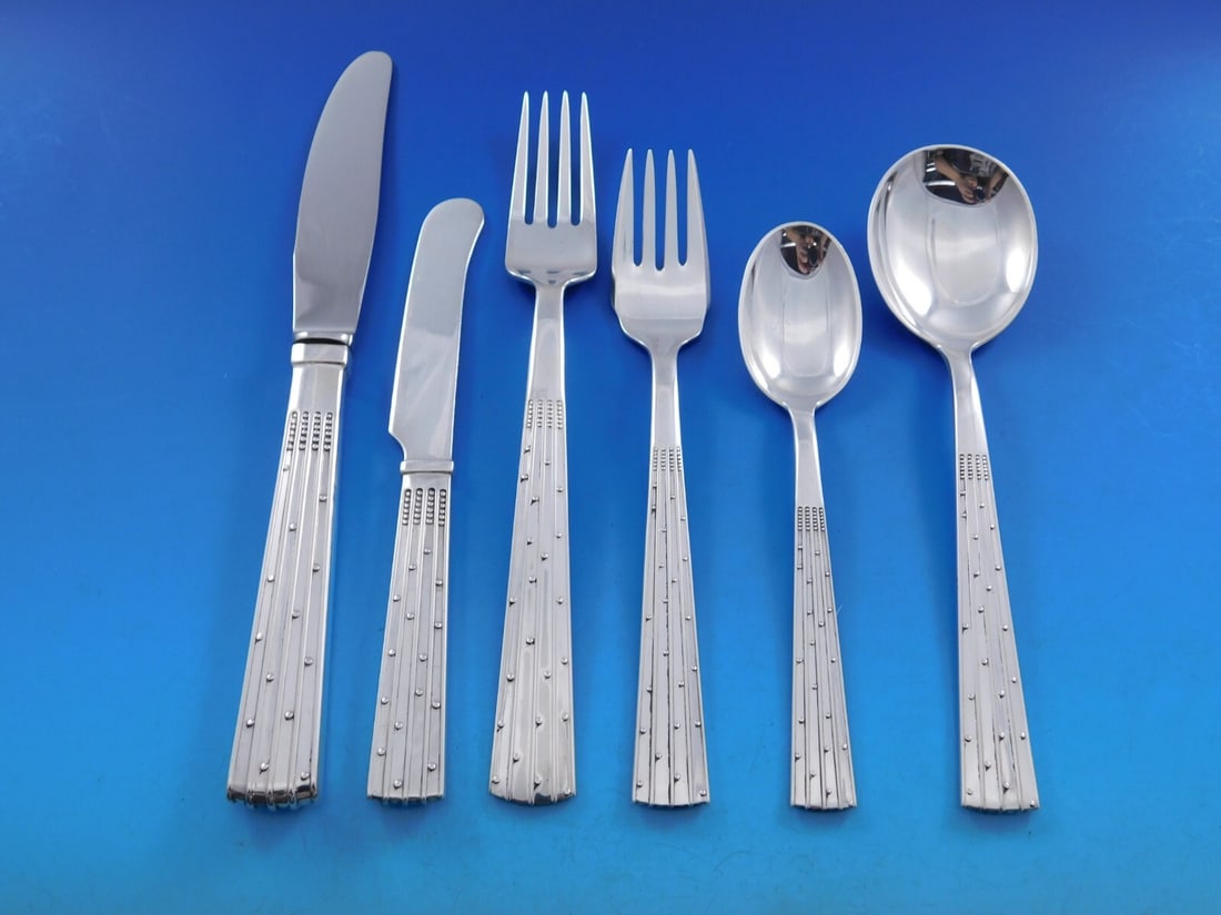 Orla Vagn Mogensen Champagne Sterling Silver Flatware Set 74 Pieces Mid-Century Modern (1 of 7)