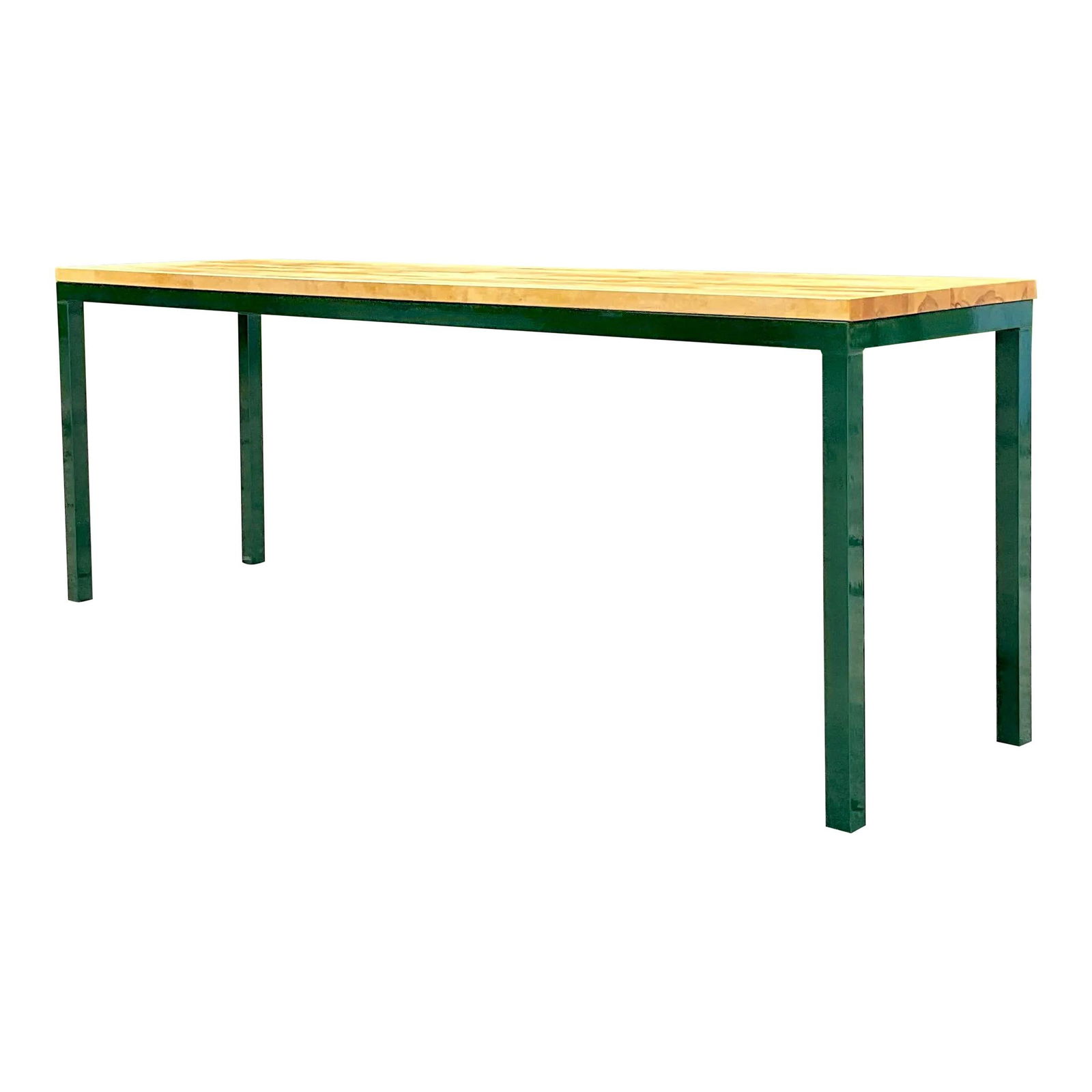 Vintage Boho Green Metal Butcher Block Console Table 98 x 25 x 36 (1 of 3)