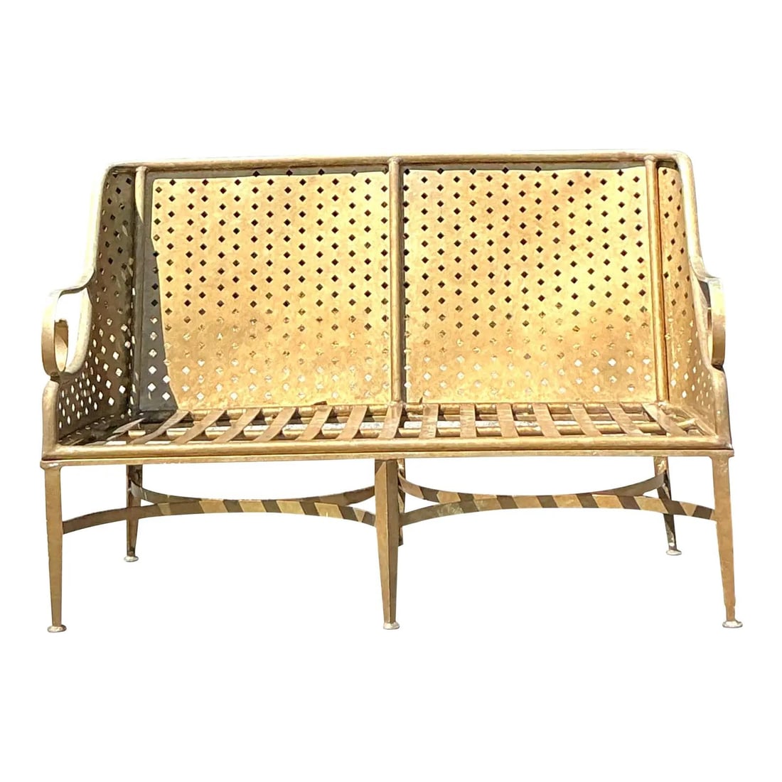 Vintage Coastal Cast Aluminum Diamond Pattern Sofa (1 of 10)