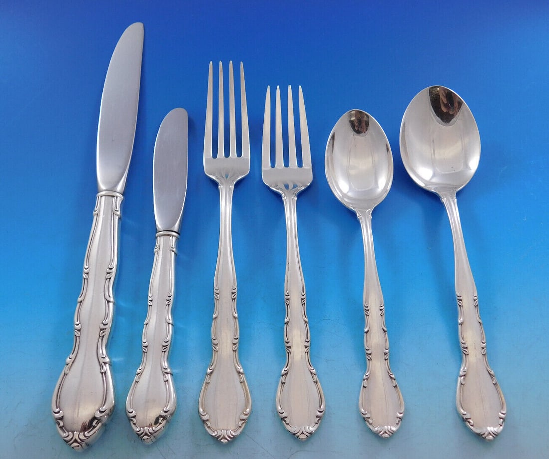 Gorham Andante Sterling Silver Flatware Set for 12 - 77 Pieces with Storage Chest (1 of 10)