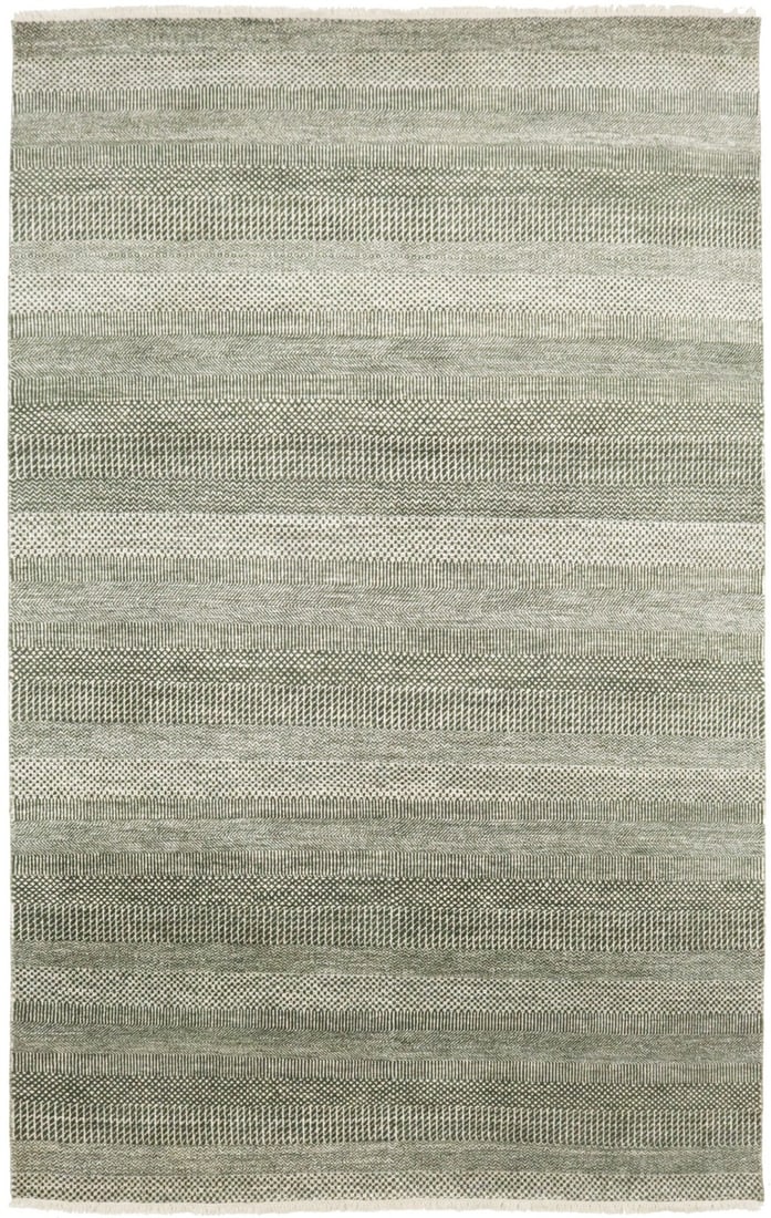 Modern Olive Brown Hand-Knotted Wool Rug with Grass Pattern 5'9 x 9'2 (1 of 14)