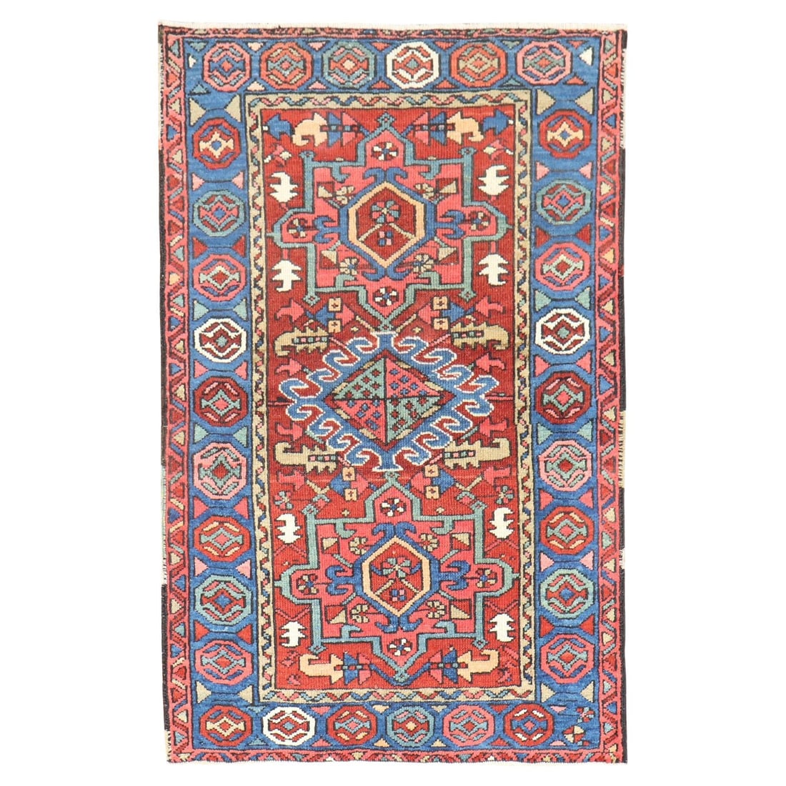 Vibrant Antique Persian Heriz Rug 35x52 Hand-Woven Wool (1 of 7)