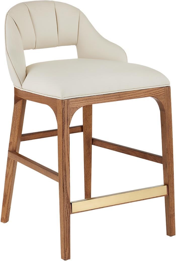 Currey Chic Sand Brass Counter Stool 34H Solid White Oak (1 of 9)