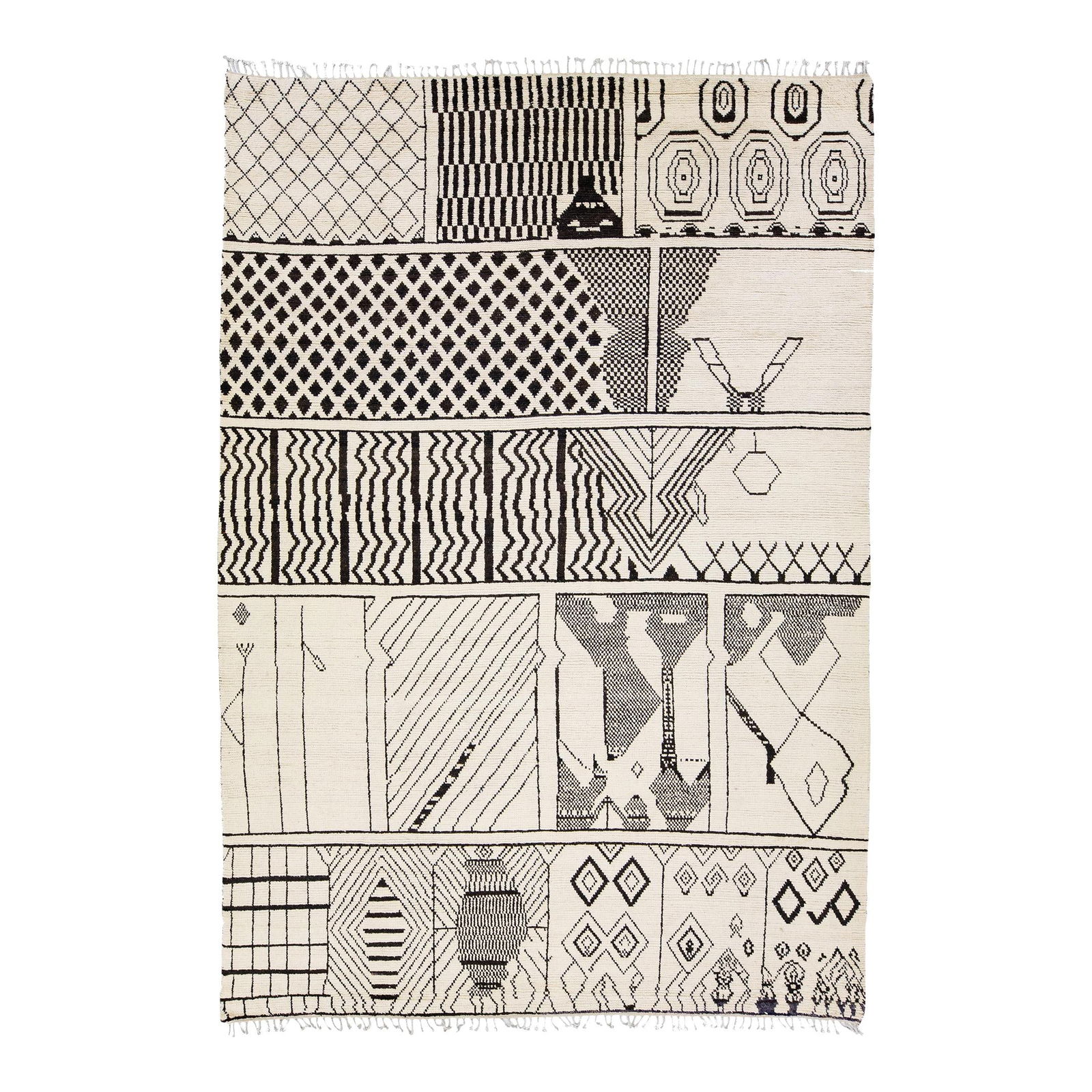 Modern Tribal Handmade Beige Wool Rug 9'10 x 14'3 (1 of 10)