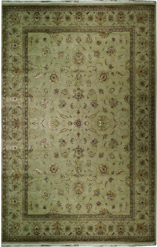 10 x 15.6 Hand-Knotted Beige Wool & Silk Area Rug: 10 x 15.6 Hand-Knotted Beige Wool & Silk Area Rug Free continental US Shipping Elevate your living space with this exquisite 10' x 15.6' Beige Wool & Silk Rug. Handcrafted from the finest wool and sil