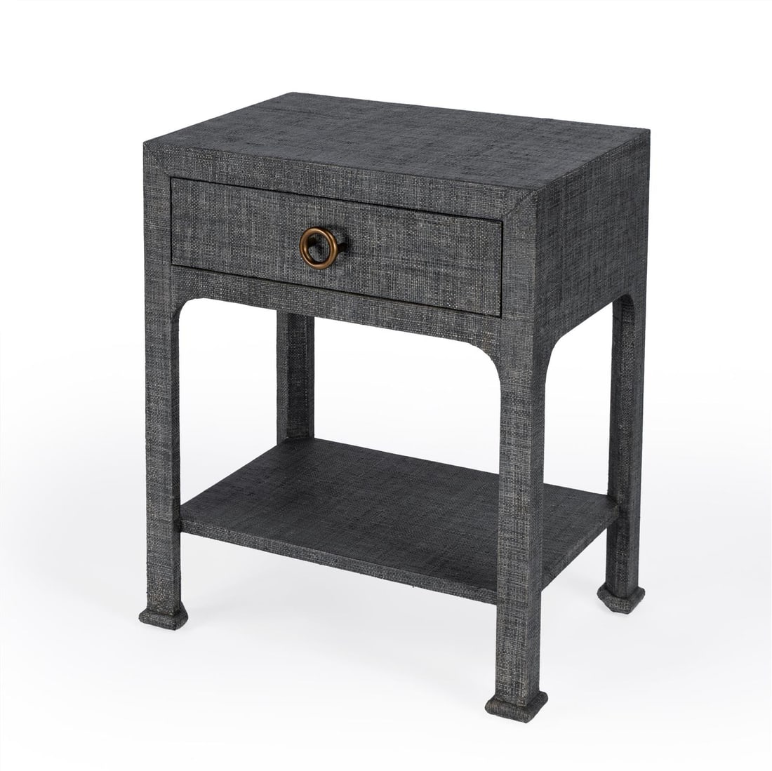 Butler Traditional Charcoal Nightstand Transitional Style Aluminum Maple Veneer (1 of 7)