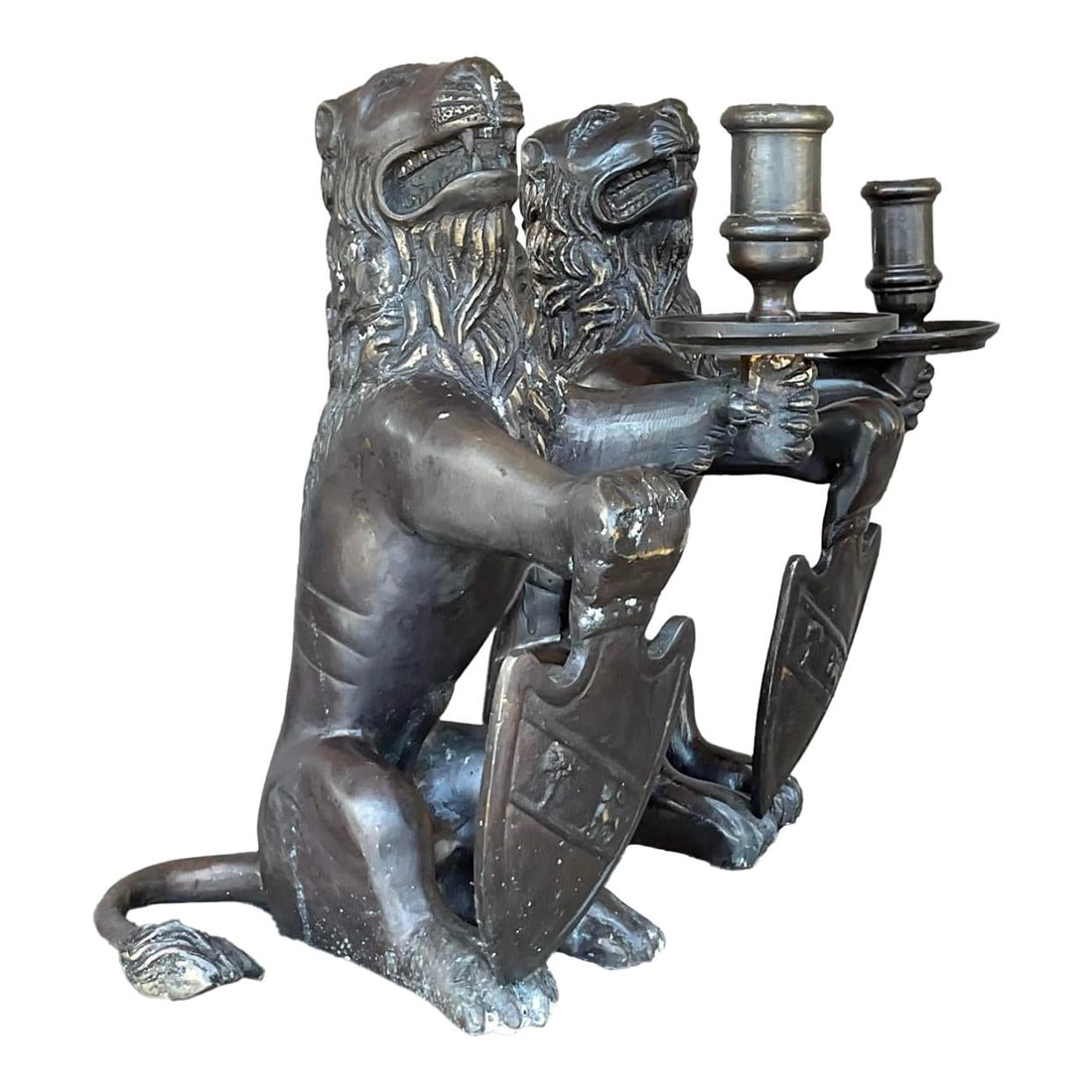 Vintage Sarreid Bronze Heraldic Lion Candlestick Pair (1 of 10)