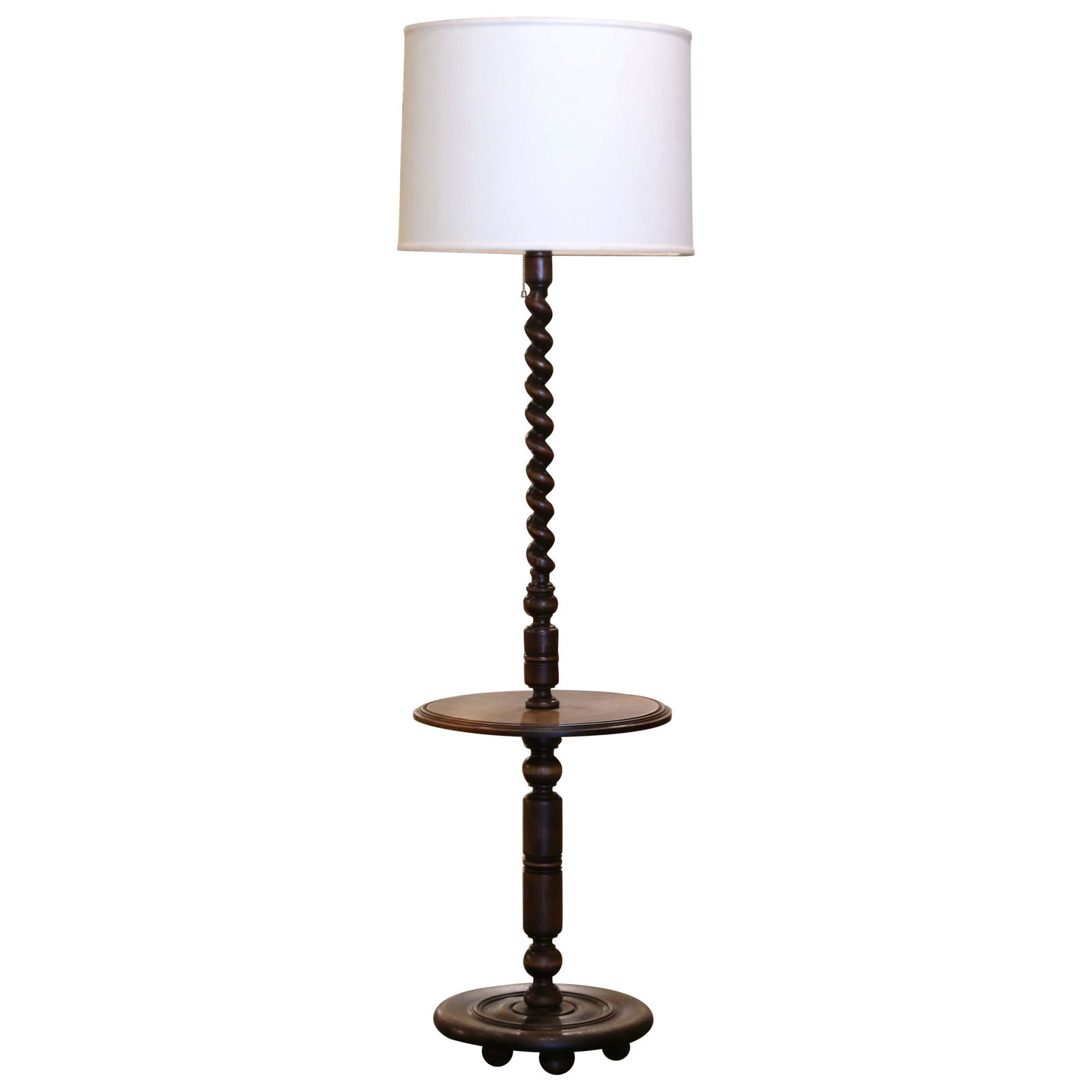 Antique French Louis XIII Floor Lamp with Table circa 1920 (1 of 7)
