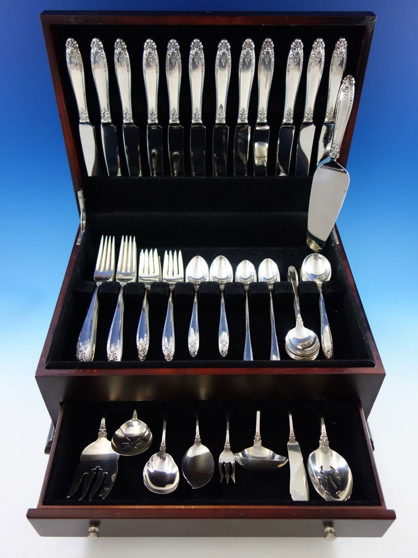 International Sterling Silver Prelude Flatware Set for 12 82 pcs with Storage Chest (1 of 11)