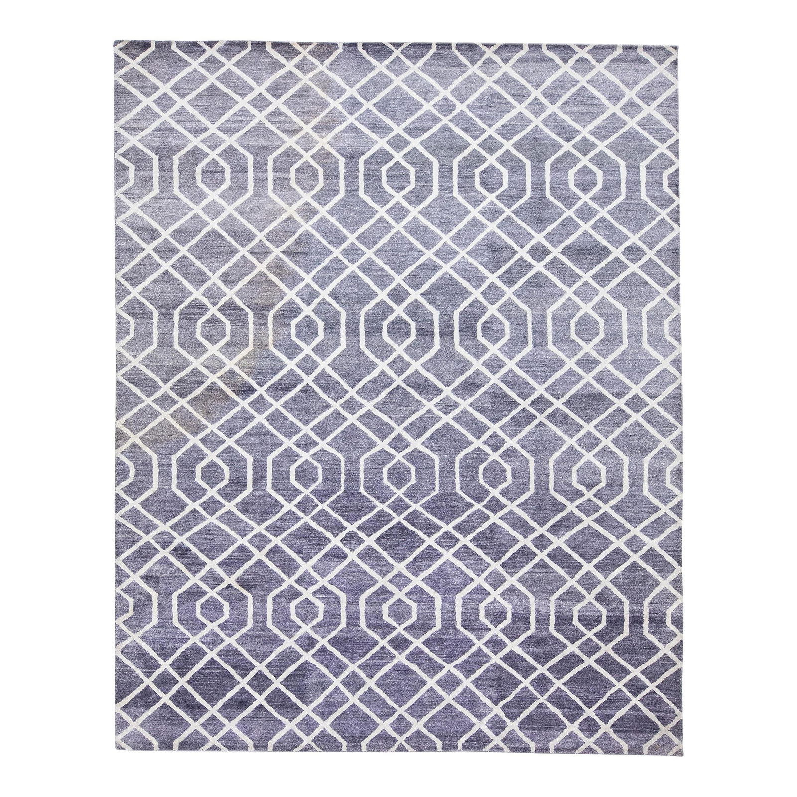 Handmade Gray Wool Rug 8' x 10' Modern Geometric Design (1 of 7)