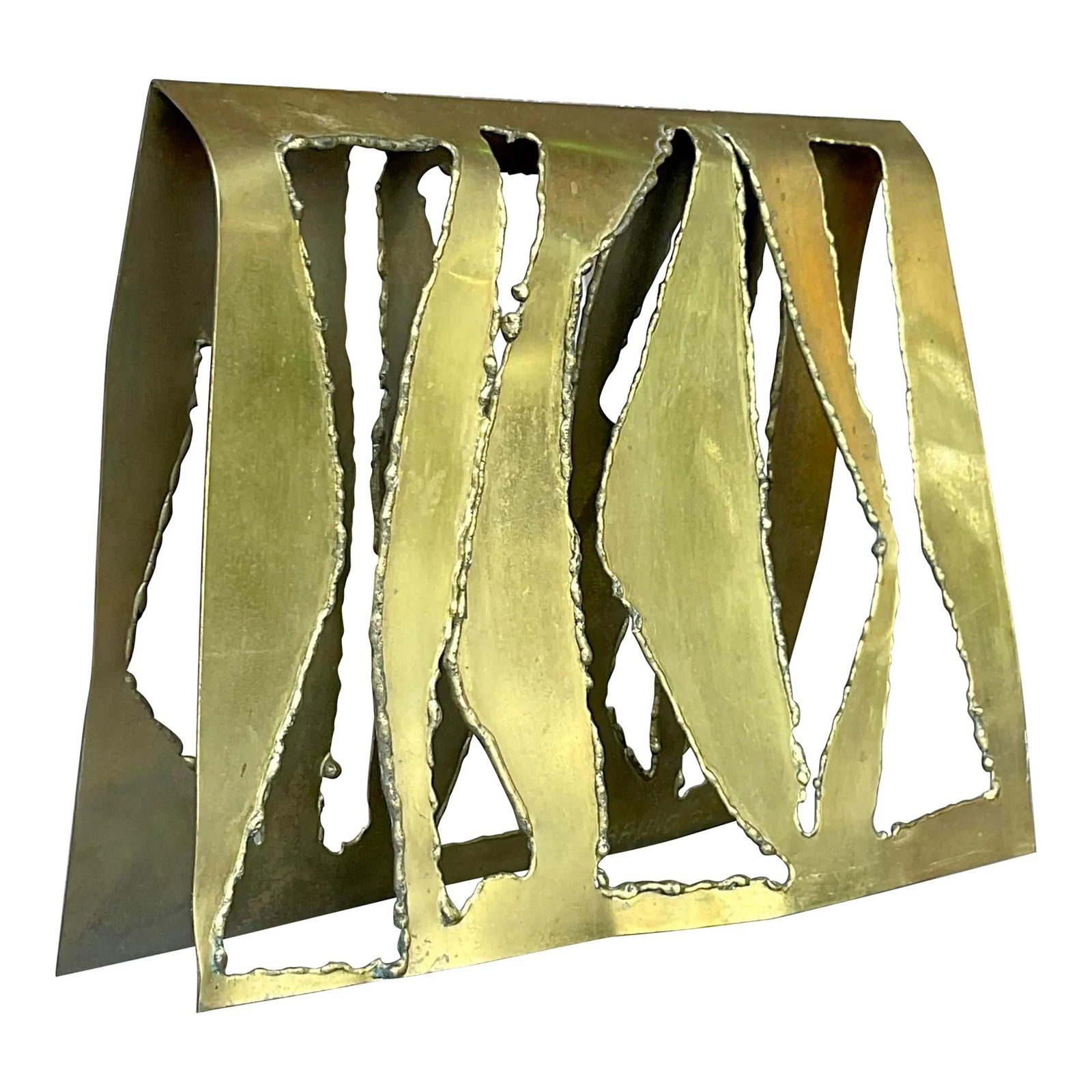 Vintage Boho 1969 Signed Torch Cut Brass Art Sculpture (1 of 6)