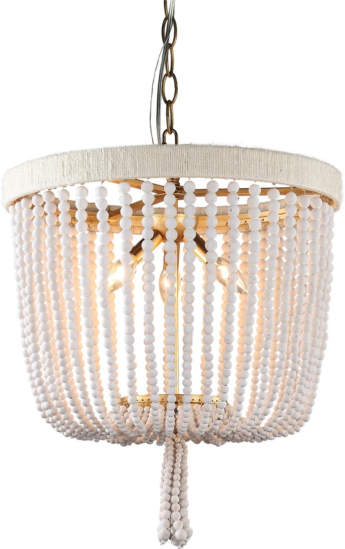 Terracotta Sea Breeze White Wood Basket Chandelier 22H 18W 18D (1 of 1)