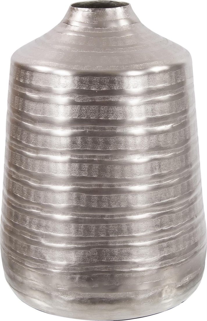 Howard Elliott 12 Inch Champagne Silver Textured Cylinder Vase: Howard Elliott 12 Inch Champagne Silver Textured Cylinder Vase Enhance your decor with this modern aluminum chiseled cylinder vase, featuring a stylish champagne silver textured finish. This contempor