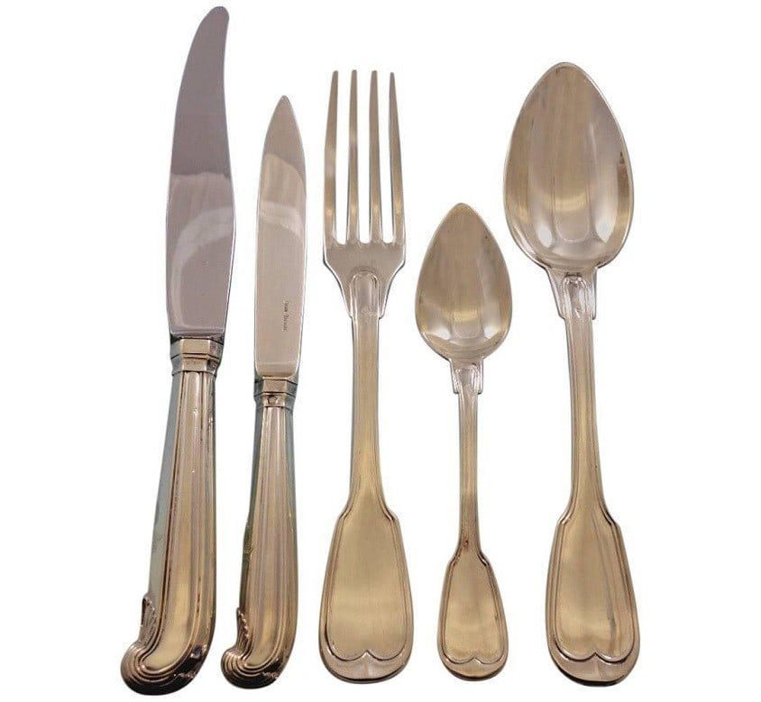 Puiforcat Coquille Sterling Silver Flatware Set 78 pcs with Monogram (1 of 10)