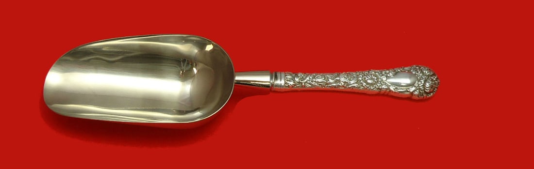 Durgin Chrysanthemum Sterling Silver Ice Scoop Custom Made 9 3/4": Durgin Chrysanthemum Sterling Silver Ice Scoop Custom Made 9 3/4" This exquisite ice scoop features the elegant Chrysanthemum pattern by Durgin, expertly crafted from sterling silver. Measuring 9 3/4
