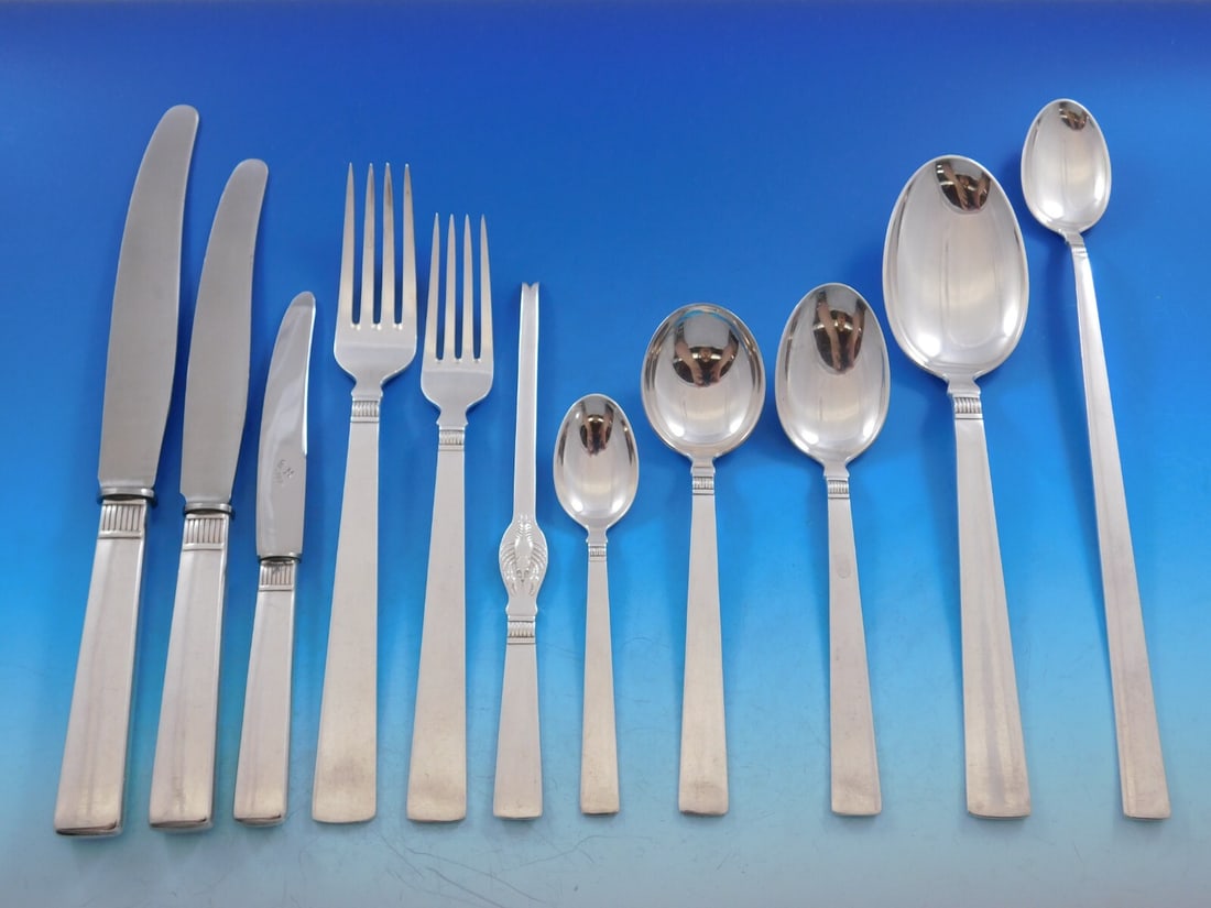 Marthinsen Prince Harald 830 Silver Flatware Set 96 Pieces Modern Scandinavian (1 of 9)