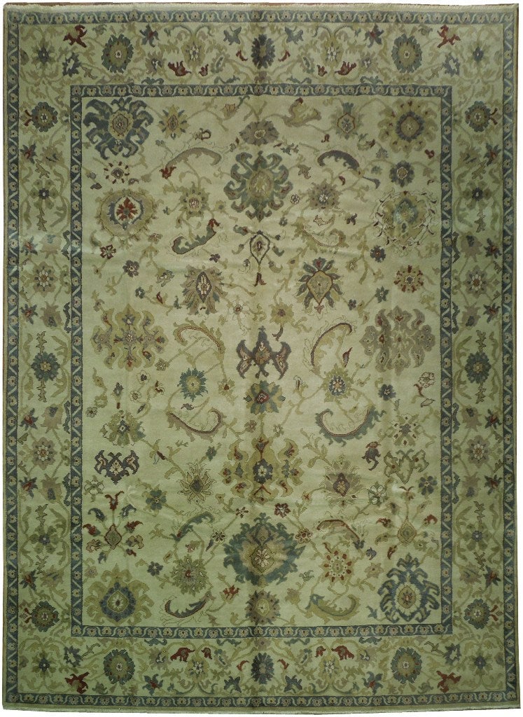 Handcrafted 9'2 x 13' Beige Peshawar Rug in Natural Wool (1 of 6)