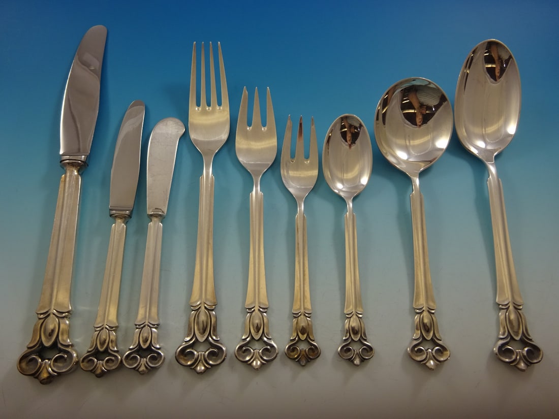Cohr Monica Art Deco Sterling Silver Flatware Set 113 Pcs for 12 (1 of 8)