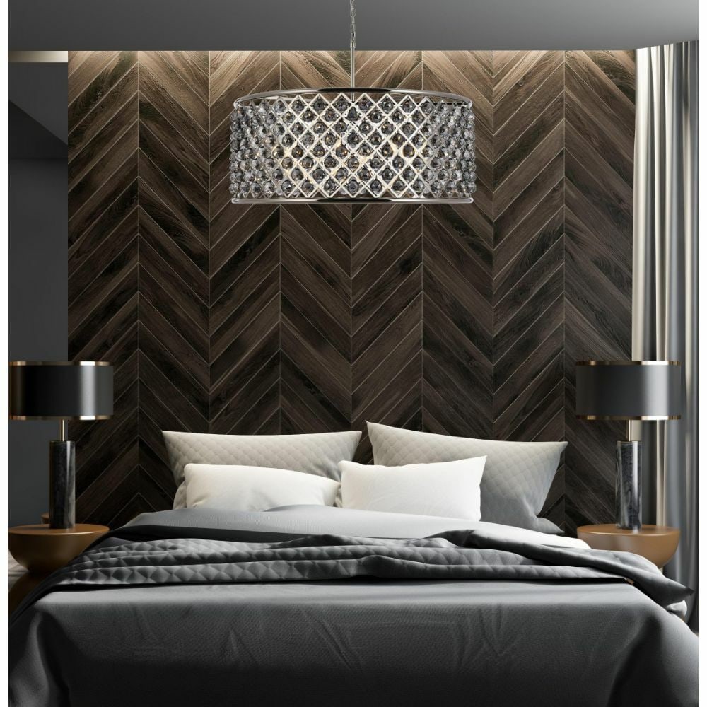 Madison 10-Light Polished Nickel Crystal Chandelier 42.5" Modern Design: Madison 10-Light Polished Nickel Crystal Chandelier 42.5" Modern Design Illuminate your space with the elegant Madison 10-Light Chandelier, featuring a stunning polished nickel finish and exquisite ro