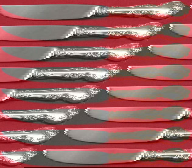 Gorham Melrose Sterling Silver Steak Knife Set 8pc Stainless Not Serrated (1 of 3)