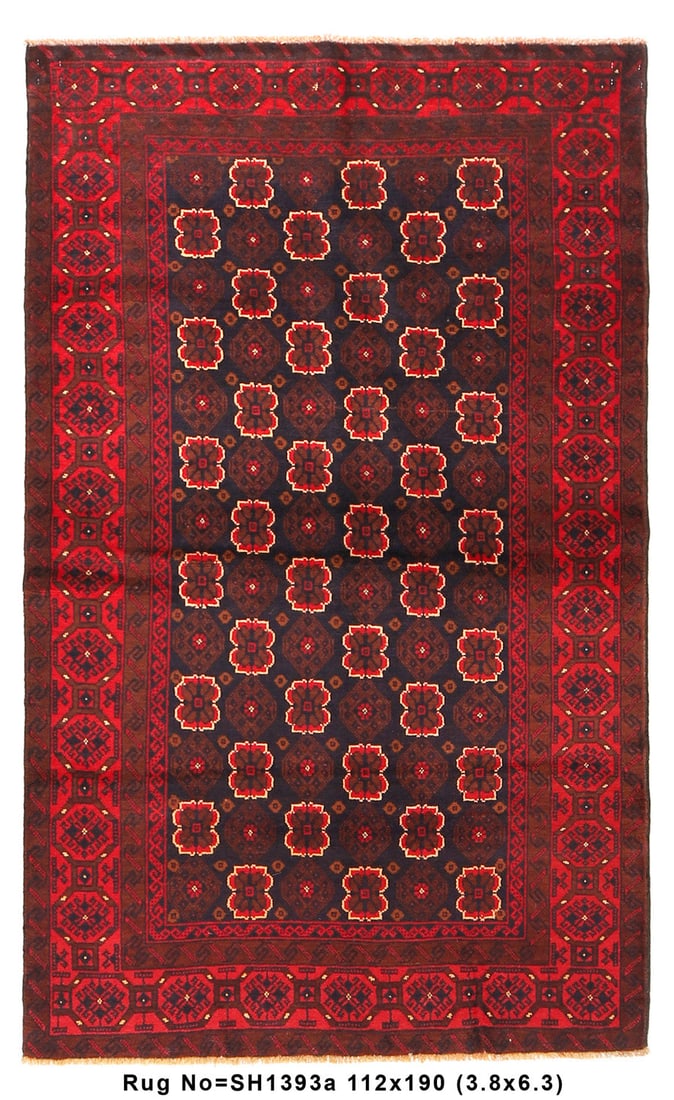 3.8 x 6.3 Afghan Herati Tribal Wool Rug with Lion Motif (1 of 8)