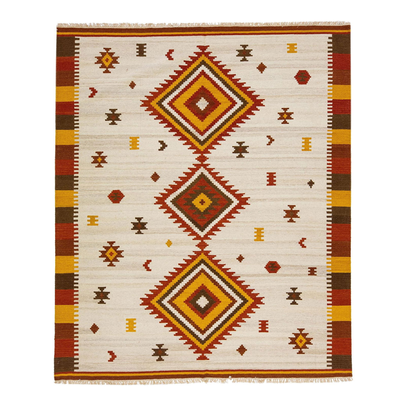 Modern Kilim Handmade Wool Rug Multicolor Geometric Design 8'2" x 9'10" (1 of 7)