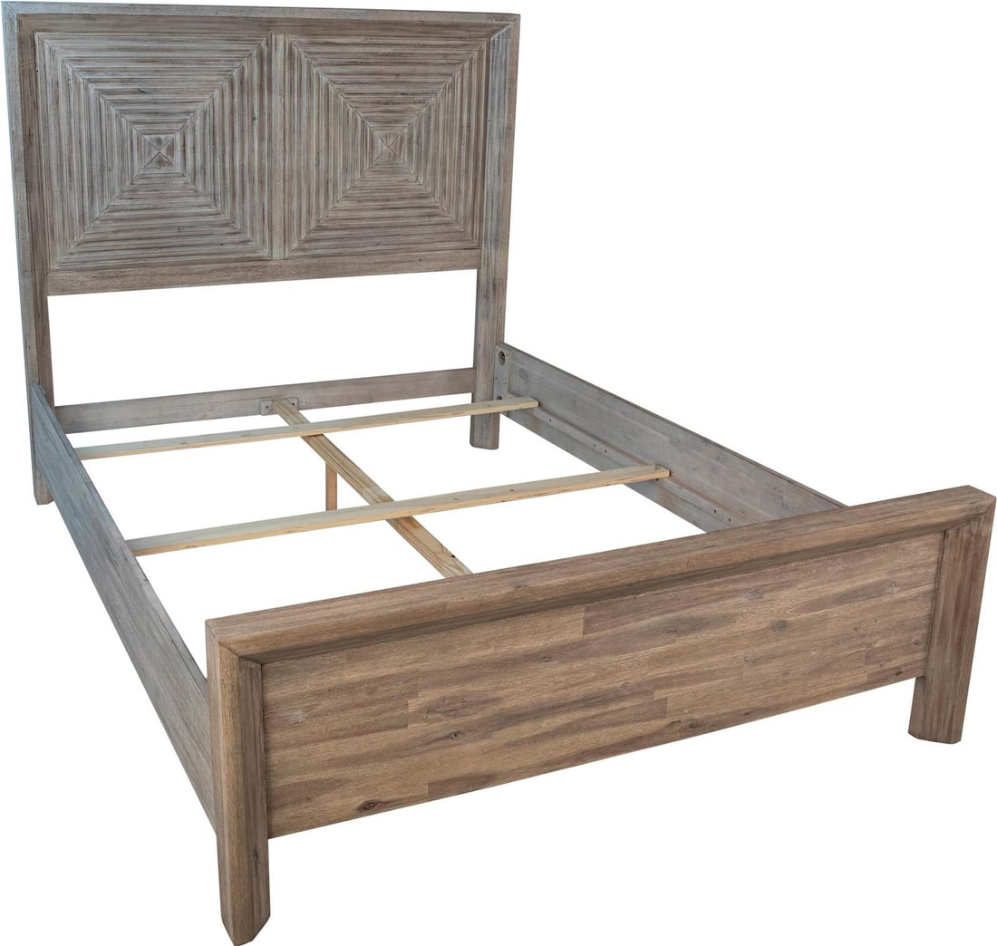 Stylish Bern Bed in Reclaimed Acacia Wood Gray Finish (1 of 5)