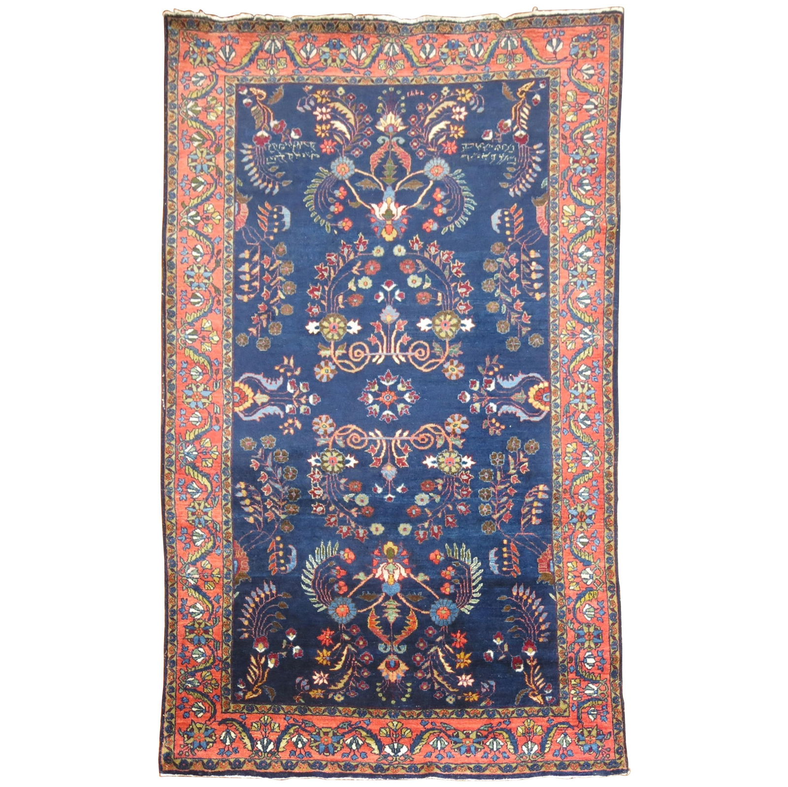 Zabihi Collection Navy Blue Antique Persian Sarouk Wool Rug 49 x 78 (1 of 10)