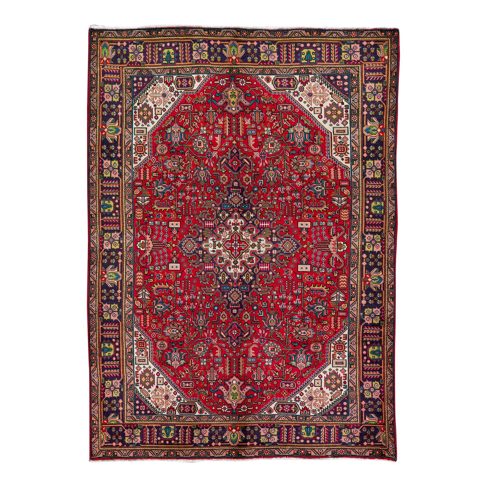 Vintage Persian Red Medallion Hand-Knotted Wool Rug 6'9" X 9'8" (1 of 10)