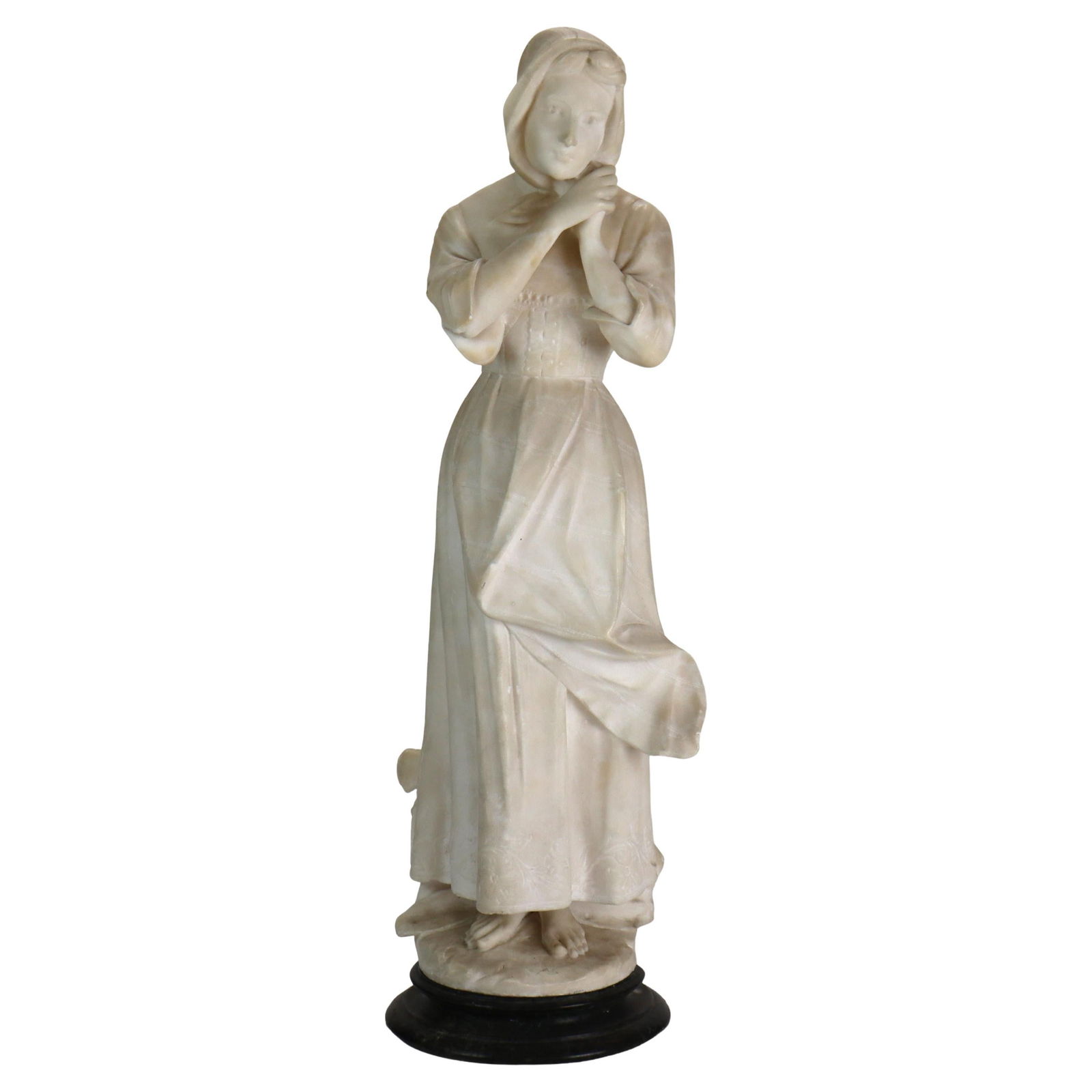 Late 19th Century Artist Signed Alabaster Woman Figure on Marble Base (1 of 15)