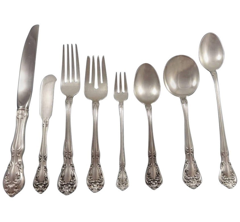 Alvin Chateau Rose Sterling Silver Flatware Set for 12 101 Pieces (1 of 9)